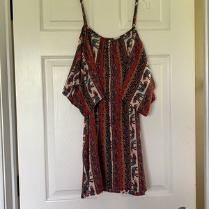 Boho drooping shoulder with spaghetti strap dress